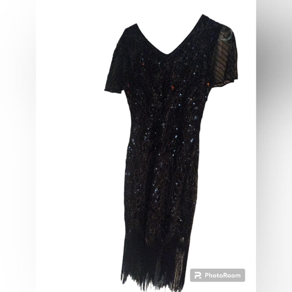 COPY - Black sequin 1920's inspired flapper dress.